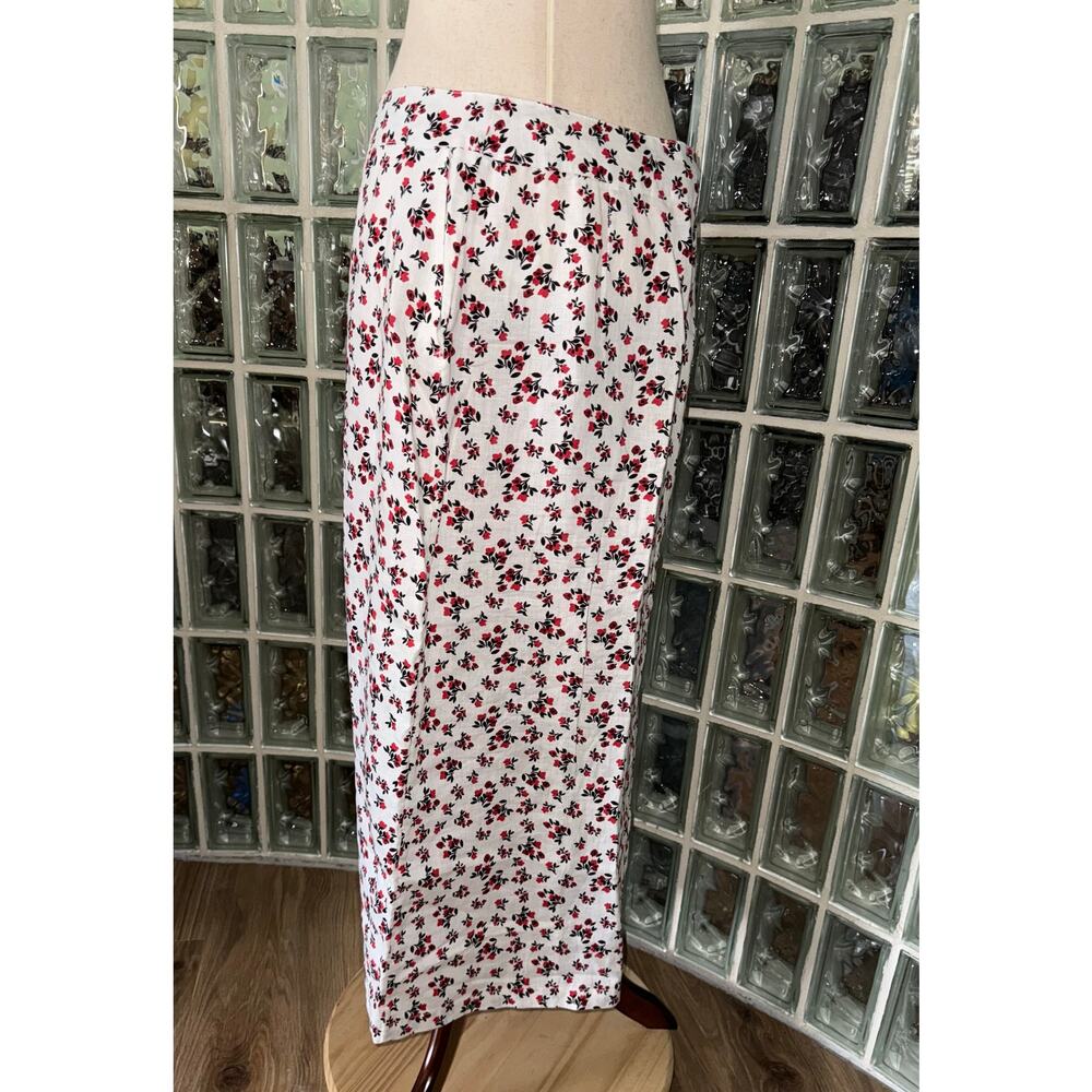 Cynthia Rowley Floral Midi Skirt - 100% Linen - size 8 - OF